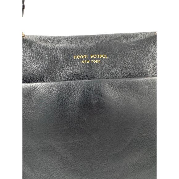 Henri Bendel West 57th Black Pebbled Leather Satchel / Crossbody Bag - Picture 3 of 11